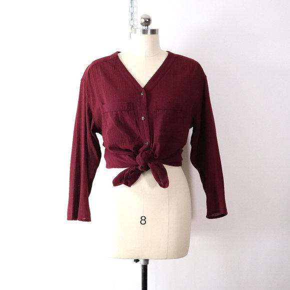 Vintage Tops - vintage 90s cranberry cotton crepe top M